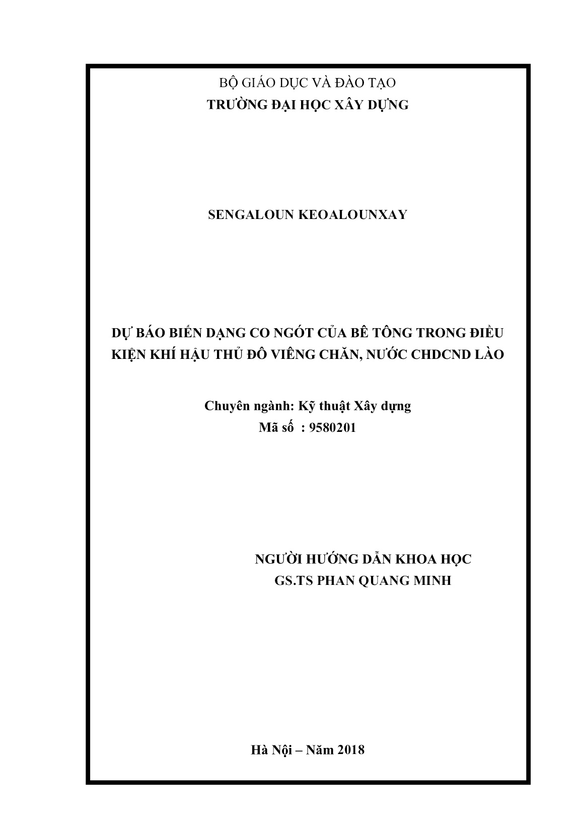 Luận án Dự báo biến dạng co ngót của bê tông trong điều kiện khí hậu Thủ đô Viêng Chăn, nước CHDCND Lào trang 2