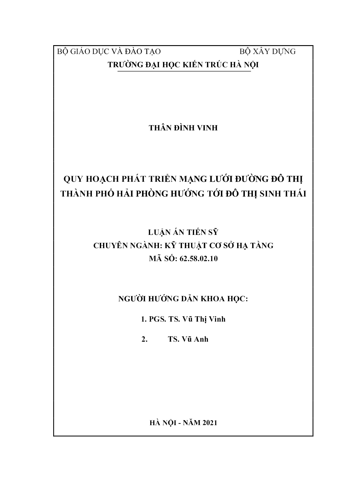 Luận án Quy hoạch phát triển mạng lưới đường đô thị Thành phố Hải Phòng hướng tới đô thị sinh thái trang 2