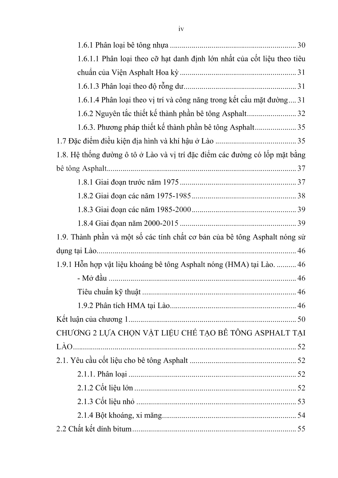Luận văn Nghiên cứu vật liệu chế tạo và thành phần, tính chất của bê tông ASPhalt nóng ở nước CHDCND Lào trang 6
