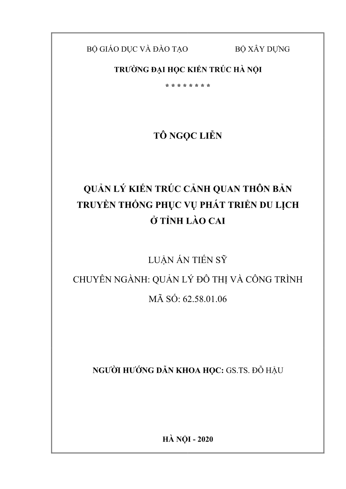 Luận án Quản lý kiến trúc cảnh quan thôn bản truyền thống phục vụ phát triển du lịch ở tỉnh Lào Cai trang 2