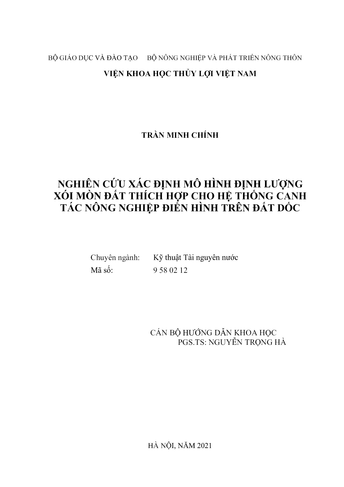 Luận án Nghiên cứu xác định mô hình định lượng xói mòn đất thích hợp cho hệ thống canh tác nông nghiệp điển hình trên đất dốc trang 2