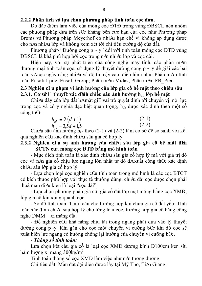 Luận án Nghiên cứu ảnh hưởng của lớp xi măng đất gia cố mặt nền đến sức chịu tải ngang của cọc đứng, ứng dụng cho đập trụ đỡ vùng Đồng bằng sông Cửu Long trang 10