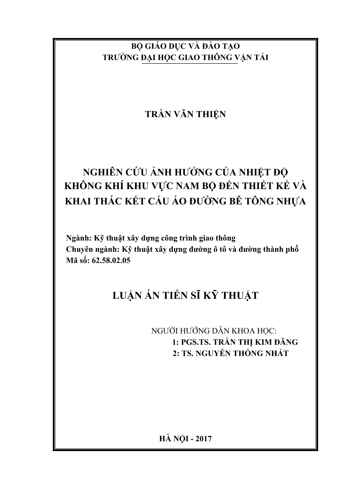 Luận án Nghiên cứu ảnh hưởng của nhiệt độ không khí khu vực nam bộ đến thiết kế và khai thác kết cấu áo đường bê tông nhựa trang 2