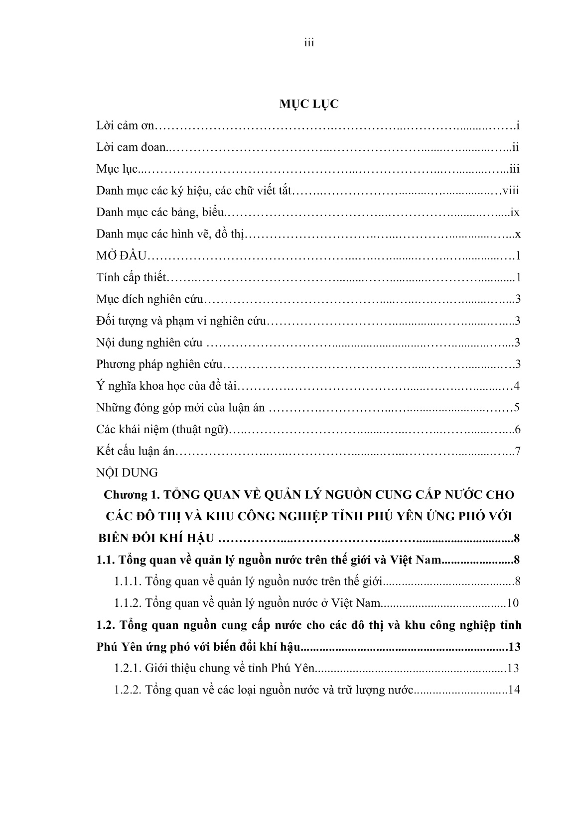 Luận án Quản lý nguồn cung cấp nước cho các đô thị và khu công nghiệp tỉnh Phú Yên ứng phó với biến đổi khí hậu trang 5