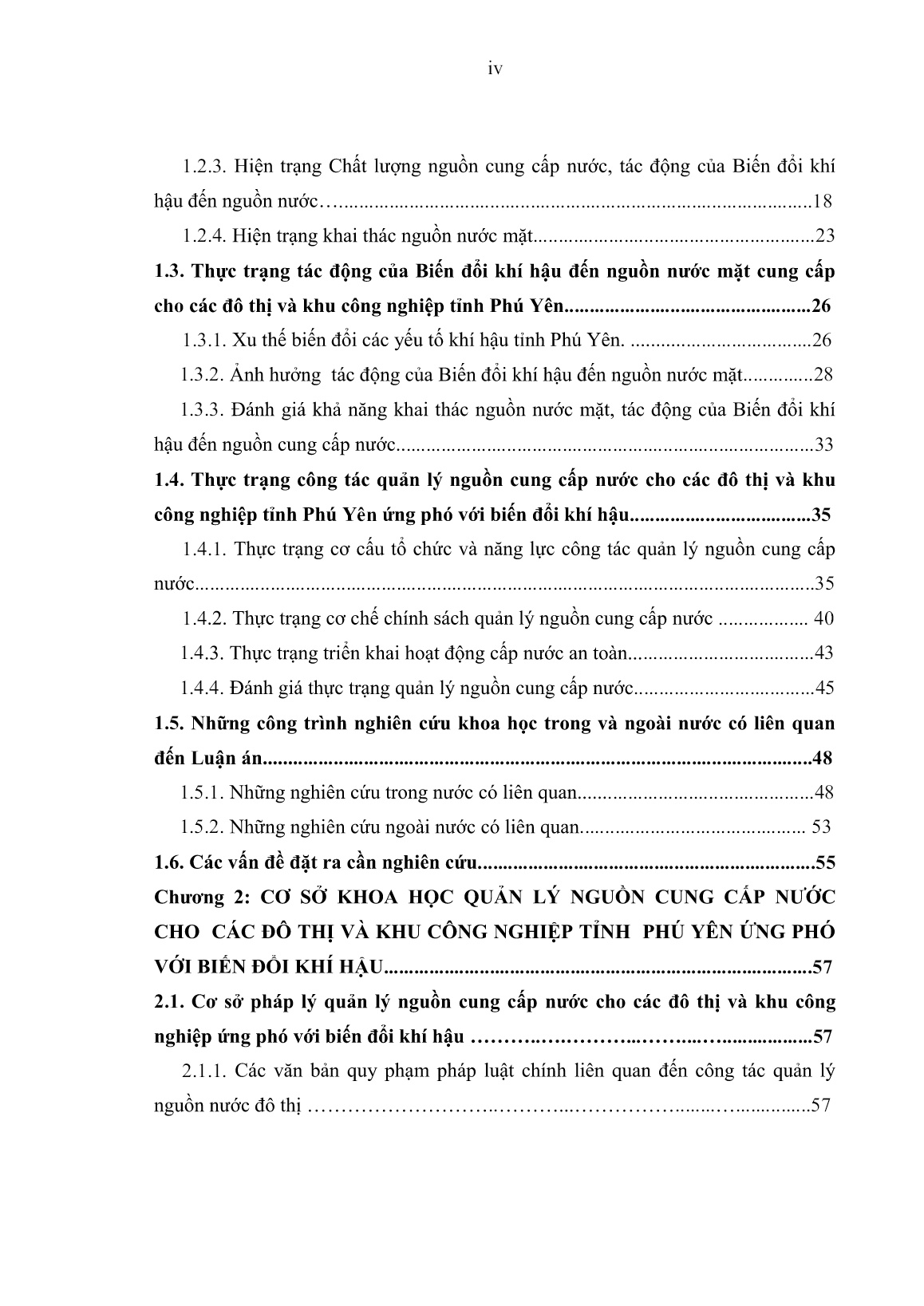 Luận án Quản lý nguồn cung cấp nước cho các đô thị và khu công nghiệp tỉnh Phú Yên ứng phó với biến đổi khí hậu trang 6