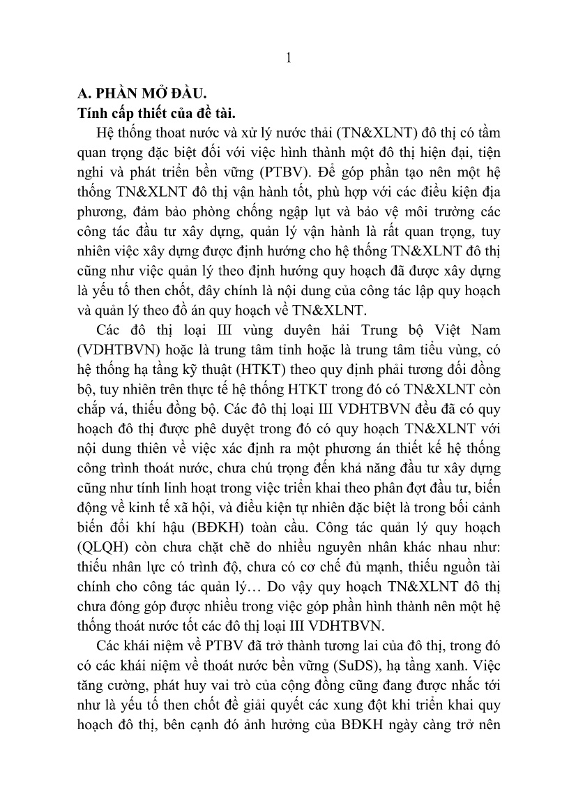 Tóm tắt Luận án Quản lý quy hoạch thoát nước và xử lý nước thải tại các đô thị loại III vùng Duyên hải Trung Bộ Việt Nam trang 3