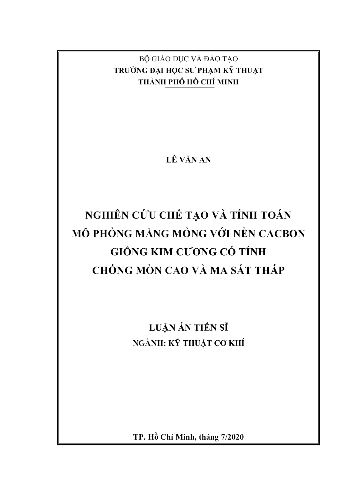 Luận án Nghiên cứu chế tạo và tính toán mô phỏng màng mỏng với nền cacbon giống kim cương có tính chống mòn cao và ma sát thấp trang 1