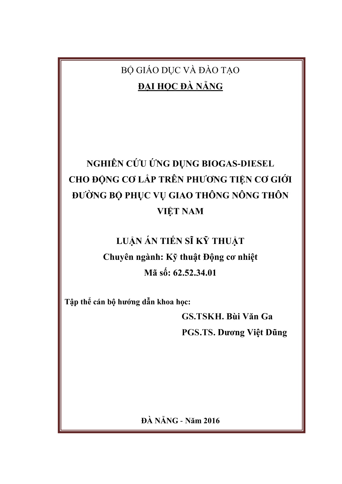 Luận án Nghiên cứu ứng dụng biogas-diesel cho động cơ lắp trên phương tiện cơ giới đường bộ phục vụ giao thông nông thôn Việt Nam trang 2