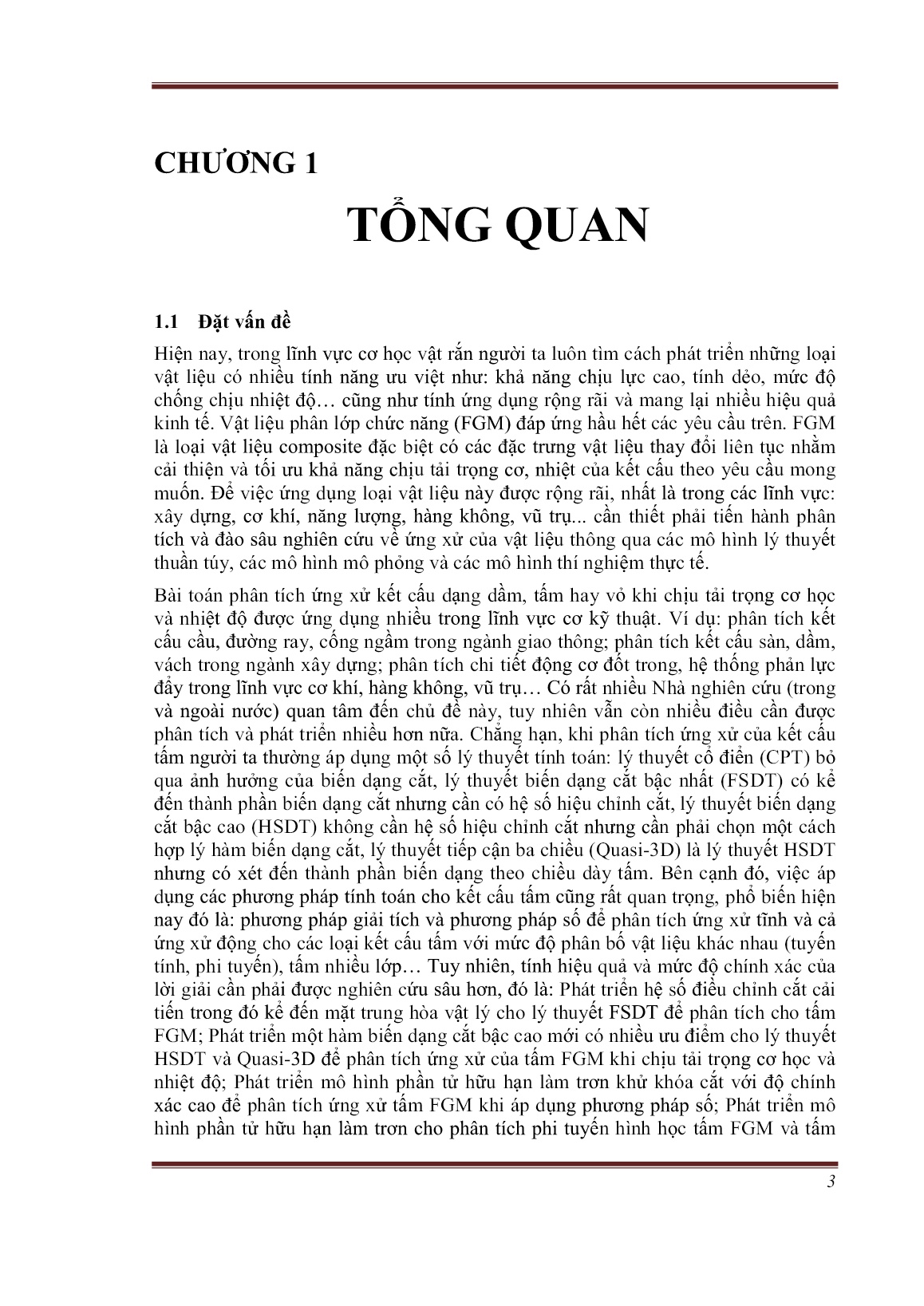 Luận án Nghiên cứu ứng xử tấm composite chức năng (FGM) dưới tác dụng tải cơ nhiệt trang 3