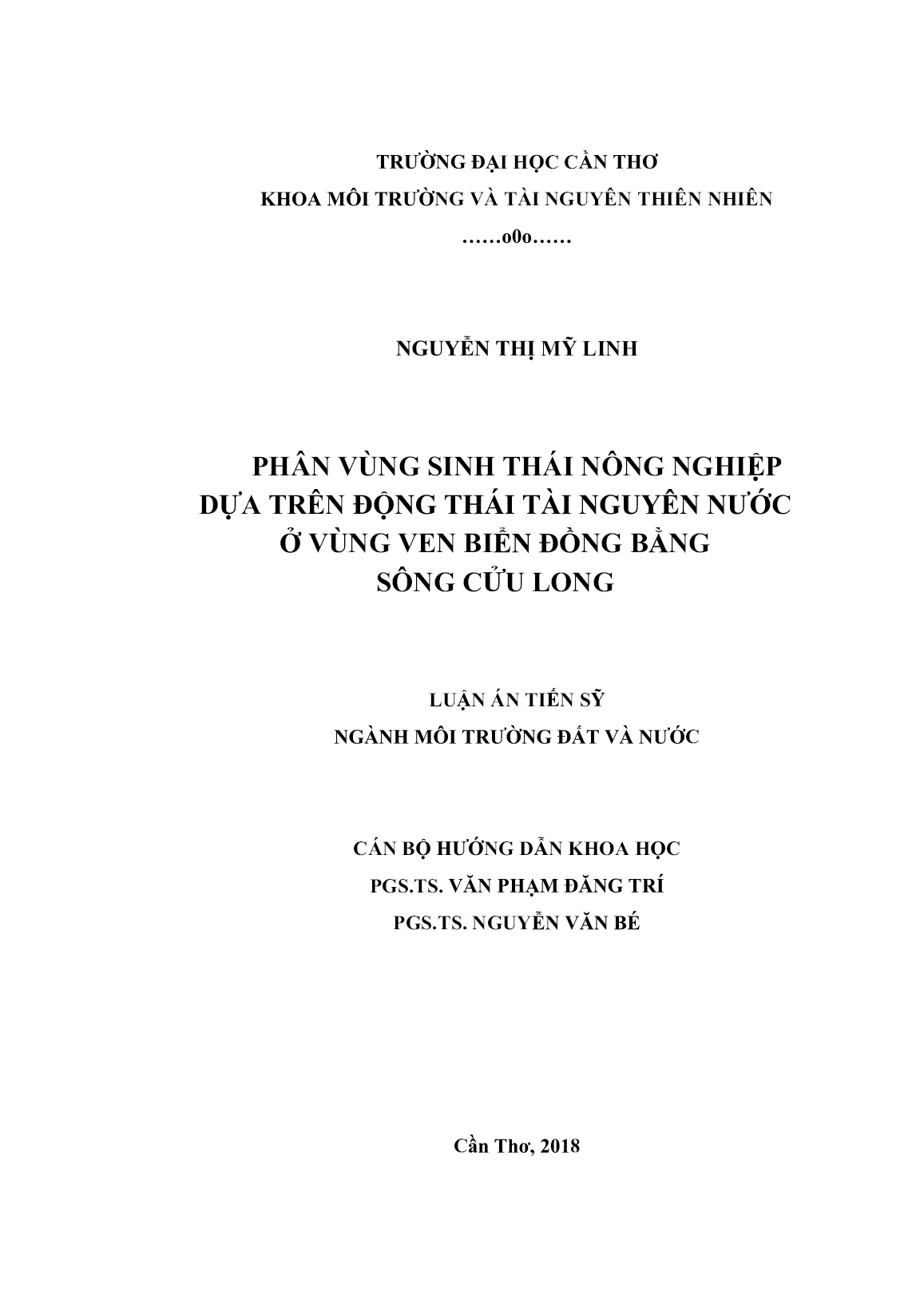 Luận án Phân vùng sinh thái nông nghiệp dựa trên động thái tài nguyên nước ở vùng ven biển đồng bằng sông Cửu Long trang 2