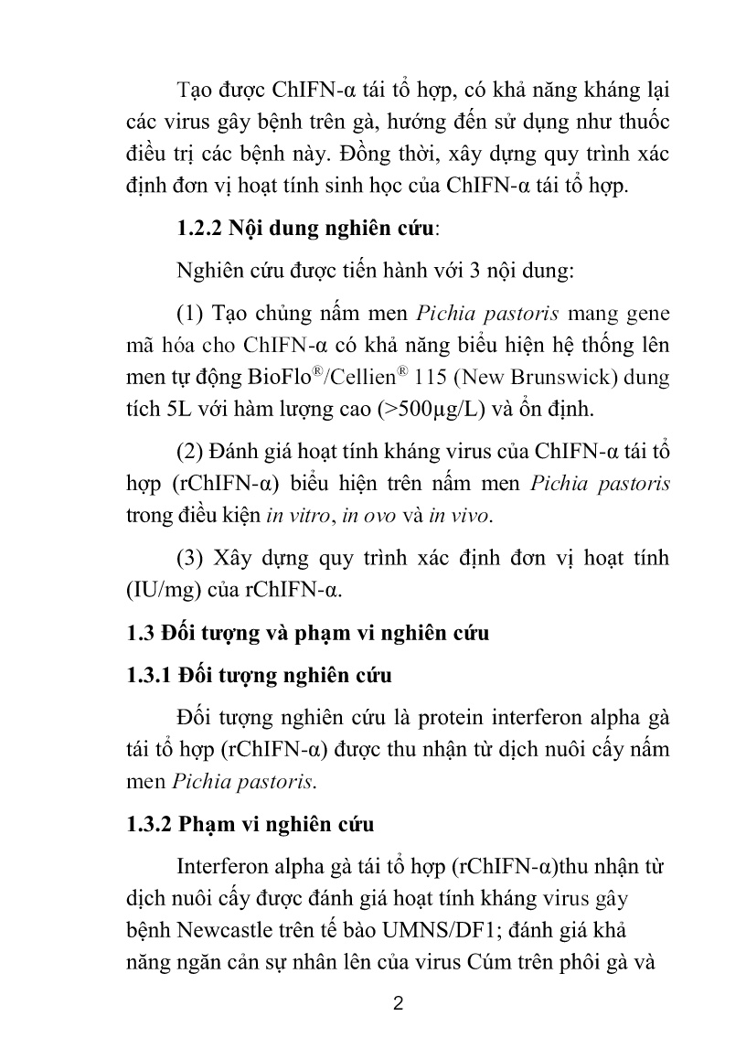 Tóm tắt Luận án Nghiên cứu tạo interferon ChIFN-α biểu hiện trên hệ thống tế bào nấm men Pichia pastoris và thử nghiệm trên các virus gây bệnh ở gà trang 5
