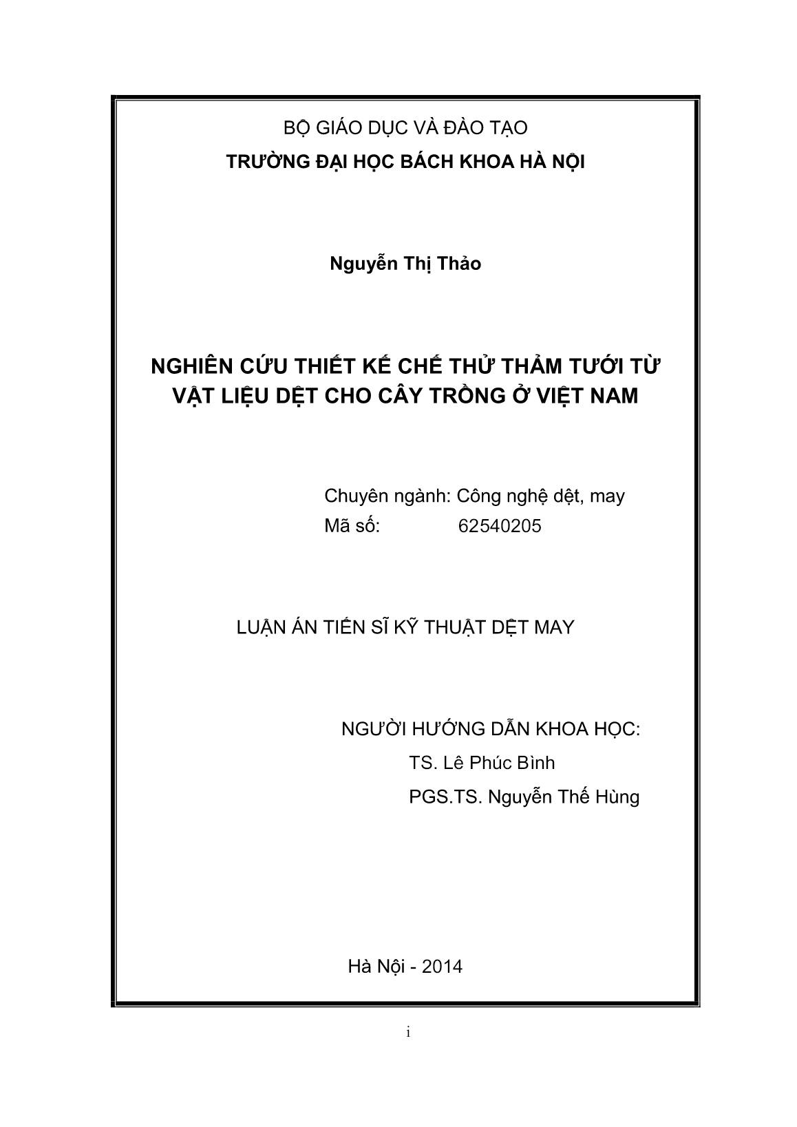 Luận án Nghiên cứu thiết kế chế thử thảm tưới từ vật liệu dệt cho cây trồng ở Việt Nam trang 2