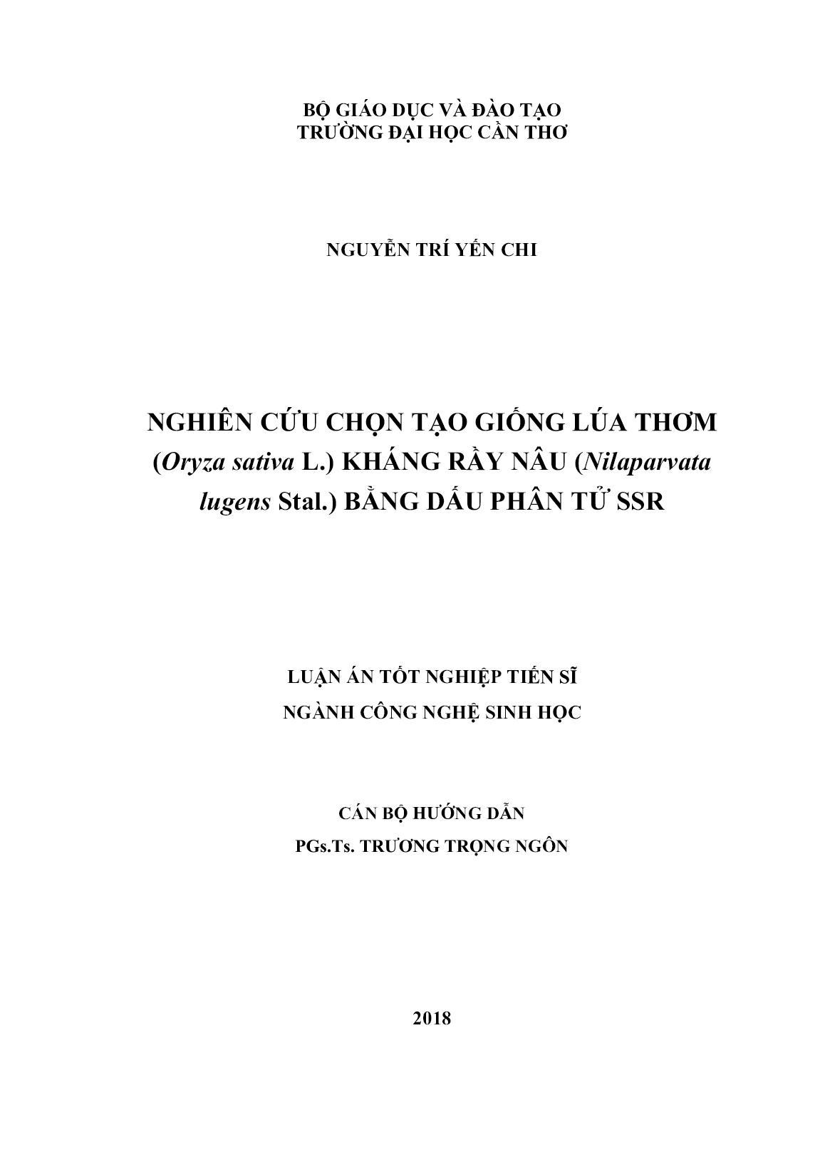 Luận án Nghiên cứu chọn tạo giống lúa thơm (oryza sativa l.) kháng rầy nâu (nilaparvata lugens stal.) bằng dấu phân tử SSR trang 2 Luận án Nghiên cứu chọn tạo giống lúa thơm (oryza sativa l.) kháng rầy nâu (nilaparvata lugens stal.) bằng dấu phân tử SSR trang 2