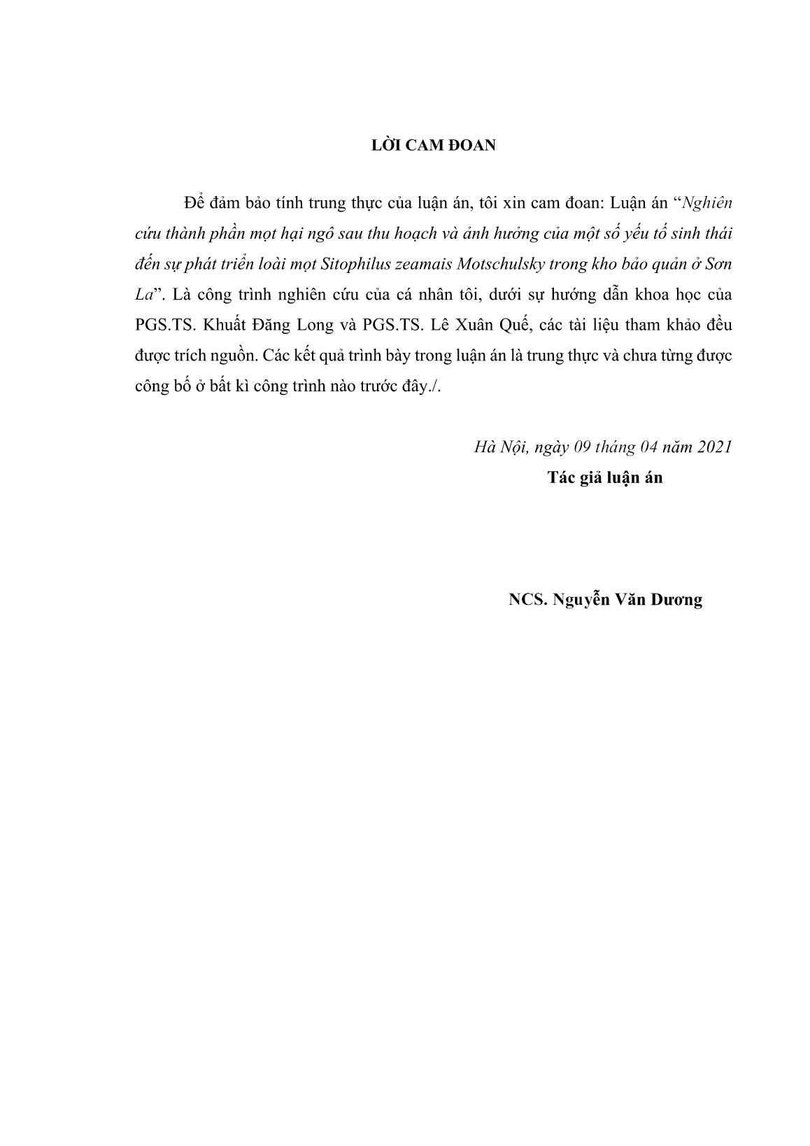 Luận án Nghiên cứu thành phần mọt hại ngô sau thu hoạch và ảnh hưởng của một số yếu tố sinh thái đến sự phát triển của loài mọt sitophilus zeamais motschulsky trong kho bảo quản ở Sơn La trang 3 Luận án Nghiên cứu thành phần mọt hại ngô sau thu hoạch và ảnh hưởng của một số yếu tố sinh thái đến sự phát triển của loài mọt sitophilus zeamais motschulsky trong kho bảo quản ở Sơn La trang 3