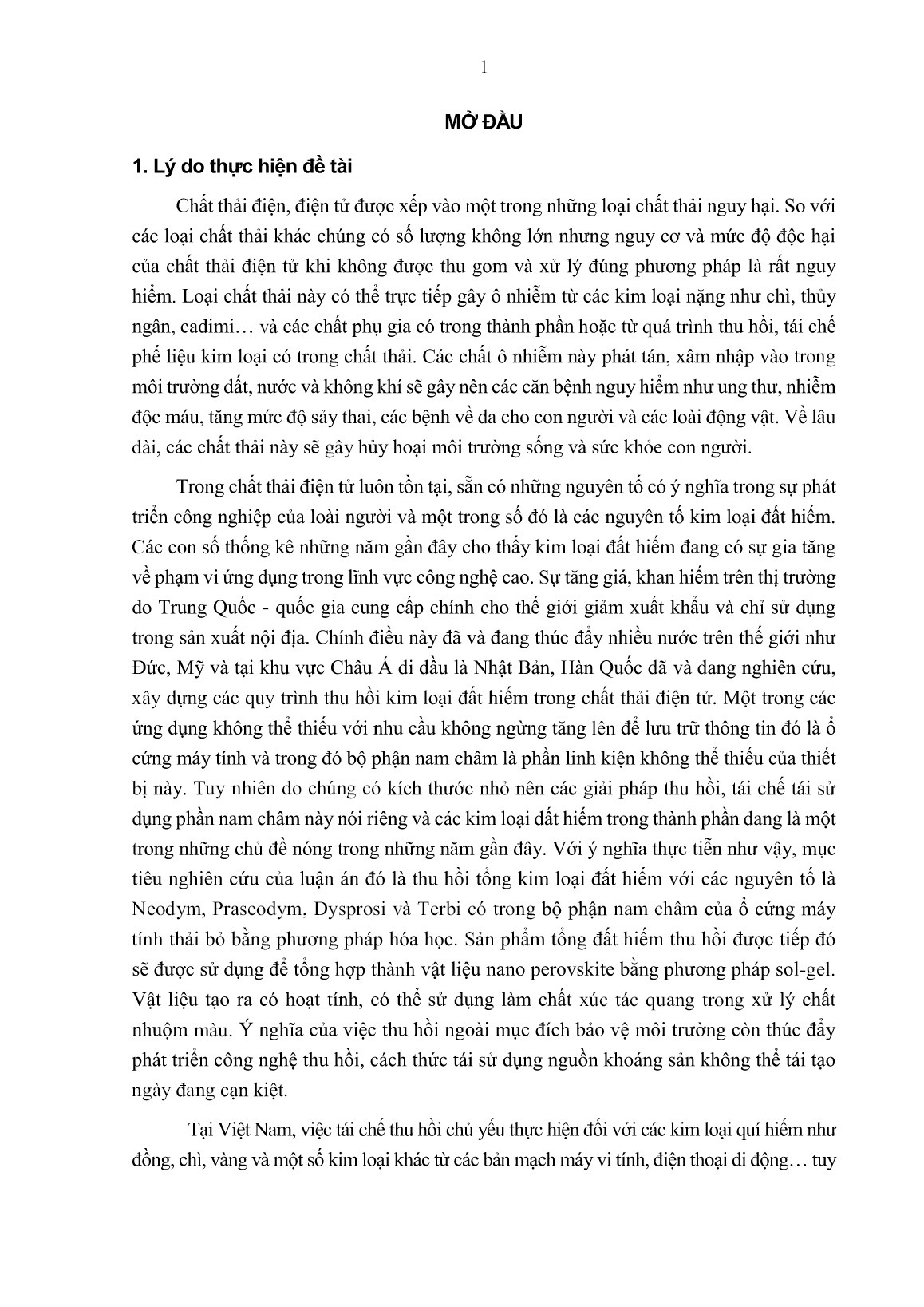 Luận án Nghiên cứu thu hồi và định hướng ứng dụng kim loại đất hiếm trong các thiết bị điện, điện tử trang 10 Luận án Nghiên cứu thu hồi và định hướng ứng dụng kim loại đất hiếm trong các thiết bị điện, điện tử trang 10