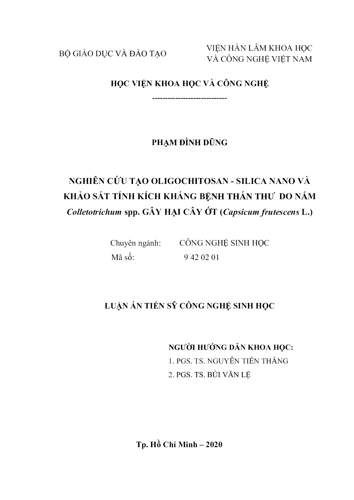 Luận án Nghiên cứu tạo oligochitosan - Silica nano và khảo sát tính kích kháng bệnh thán thư do nấm colletotrichum spp. gây hại cây ớt (capsicum frutescens l.) trang 2 Luận án Nghiên cứu tạo oligochitosan - Silica nano và khảo sát tính kích kháng bệnh thán thư do nấm colletotrichum spp. gây hại cây ớt (capsicum frutescens l.) trang 2