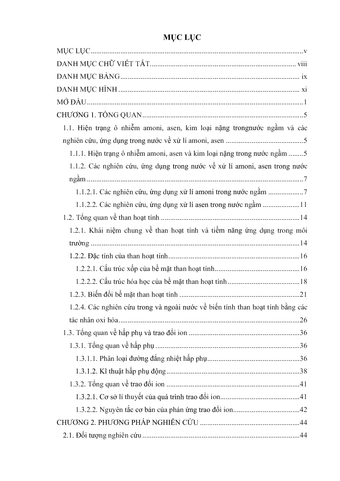Luận án Nghiên cứu biến tính than hoạt tính làm vật liệu xử lí một số chất độc tồn tại dưới dạng ion trong nước trang 5 Luận án Nghiên cứu biến tính than hoạt tính làm vật liệu xử lí một số chất độc tồn tại dưới dạng ion trong nước trang 5
