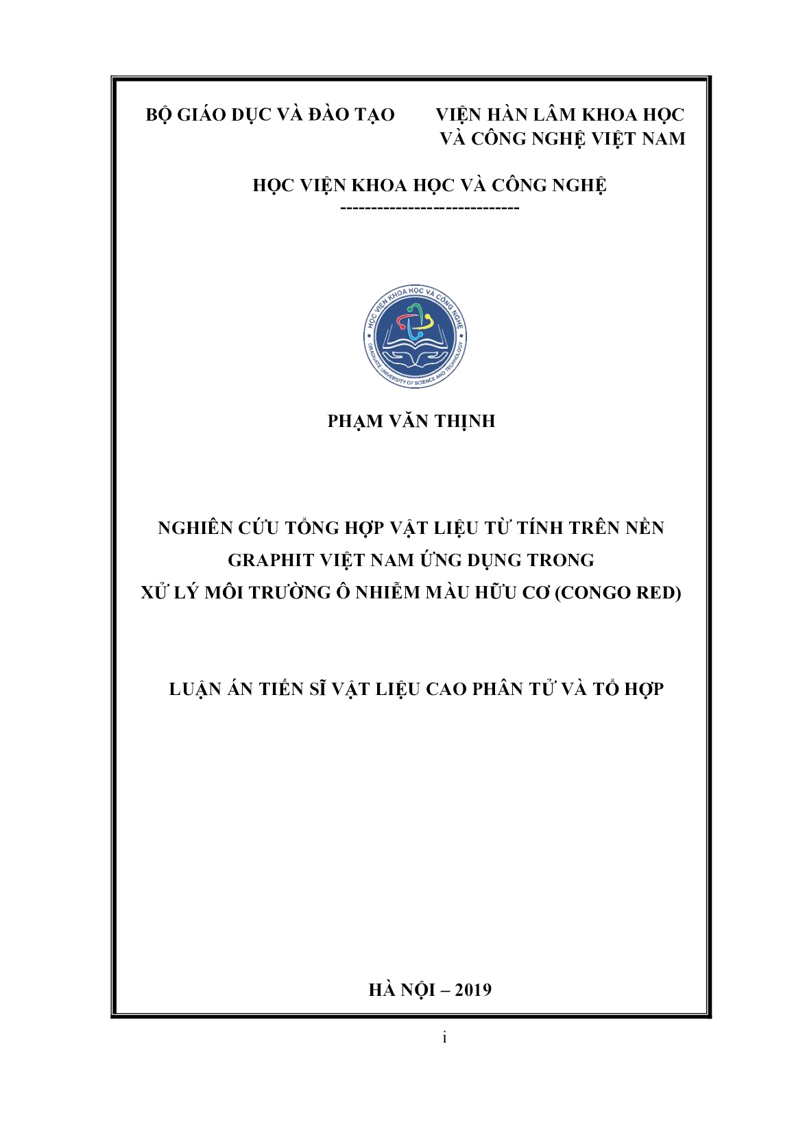 Luận án Nghiên cứu tổng hợp vật liệu từ tính trên nền graphit Việt Nam ứng dụng trong xử lý môi trường ô nhiễm màu hữu cơ (Congo red) trang 1 Luận án Nghiên cứu tổng hợp vật liệu từ tính trên nền graphit Việt Nam ứng dụng trong xử lý môi trường ô nhiễm màu hữu cơ (Congo red) trang 1