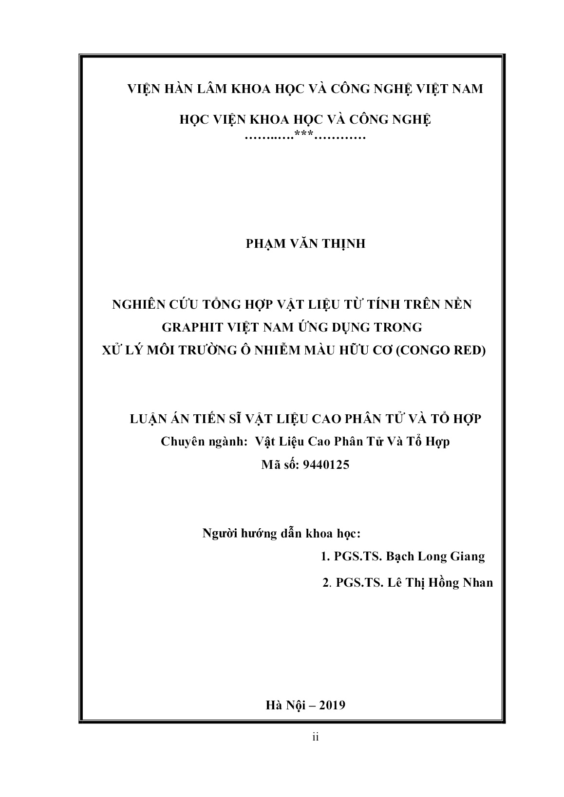 Luận án Nghiên cứu tổng hợp vật liệu từ tính trên nền graphit Việt Nam ứng dụng trong xử lý môi trường ô nhiễm màu hữu cơ (Congo red) trang 2 Luận án Nghiên cứu tổng hợp vật liệu từ tính trên nền graphit Việt Nam ứng dụng trong xử lý môi trường ô nhiễm màu hữu cơ (Congo red) trang 2
