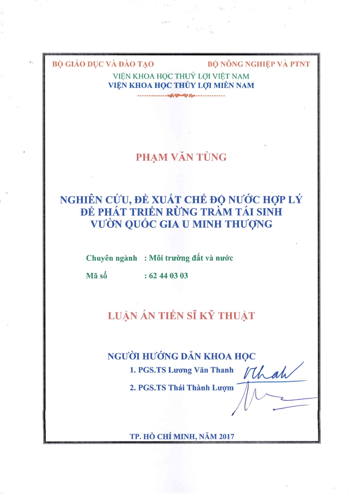 Luận án Nghiên cứu, đề xuất chế độ nước hợp lý để phát triển rừng tràm tái sinh vườn quốc gia U Minh Thượng trang 2 Luận án Nghiên cứu, đề xuất chế độ nước hợp lý để phát triển rừng tràm tái sinh vườn quốc gia U Minh Thượng trang 2