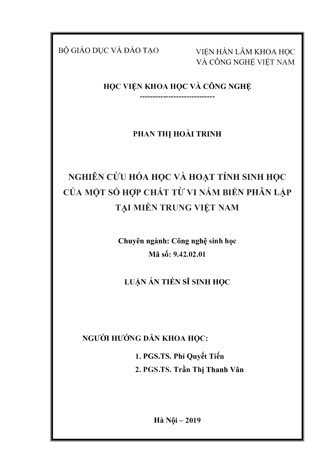 Luận án Nghiên cứu hóa học và hoạt tính sinh học của một số hợp chất từ vi nấm biển phân lập tại miền Trung Việt Nam trang 2 Luận án Nghiên cứu hóa học và hoạt tính sinh học của một số hợp chất từ vi nấm biển phân lập tại miền Trung Việt Nam trang 2
