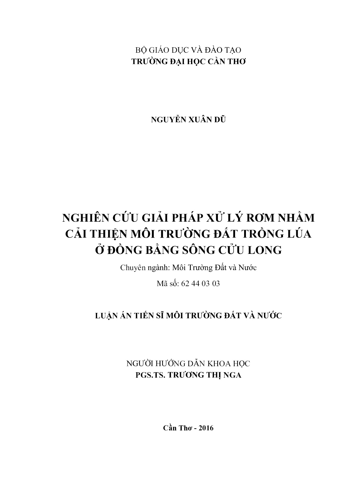Luận án Nghiên cứu giải pháp xử lý rơm nhằm cải thiện môi trường đất trồng lúa ở đồng bằng sông Cửu Long trang 2 Luận án Nghiên cứu giải pháp xử lý rơm nhằm cải thiện môi trường đất trồng lúa ở đồng bằng sông Cửu Long trang 2