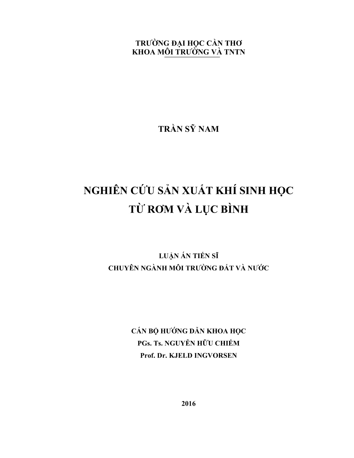 Luận án Nghiên cứu sản xuất khí sinh học từ rơm và lục bình trang 2 Luận án Nghiên cứu sản xuất khí sinh học từ rơm và lục bình trang 2