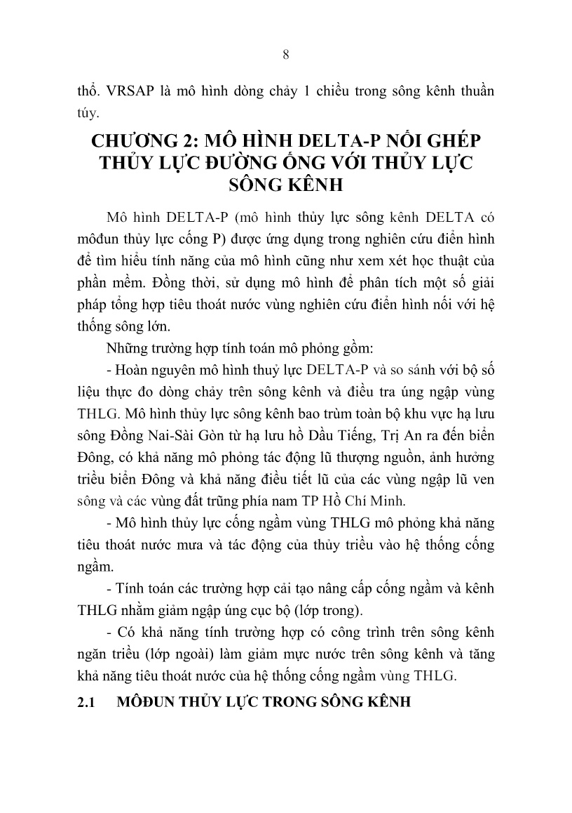 Tóm tắt Luận án Xây dựng mô hình thích hợp cho tính toán hệ thống công trình tổng hợp tiêu thoát nước đô thị vùng ảnh hưởng triề trang 10 Tóm tắt Luận án Xây dựng mô hình thích hợp cho tính toán hệ thống công trình tổng hợp tiêu thoát nước đô thị vùng ảnh hưởng triề trang 10