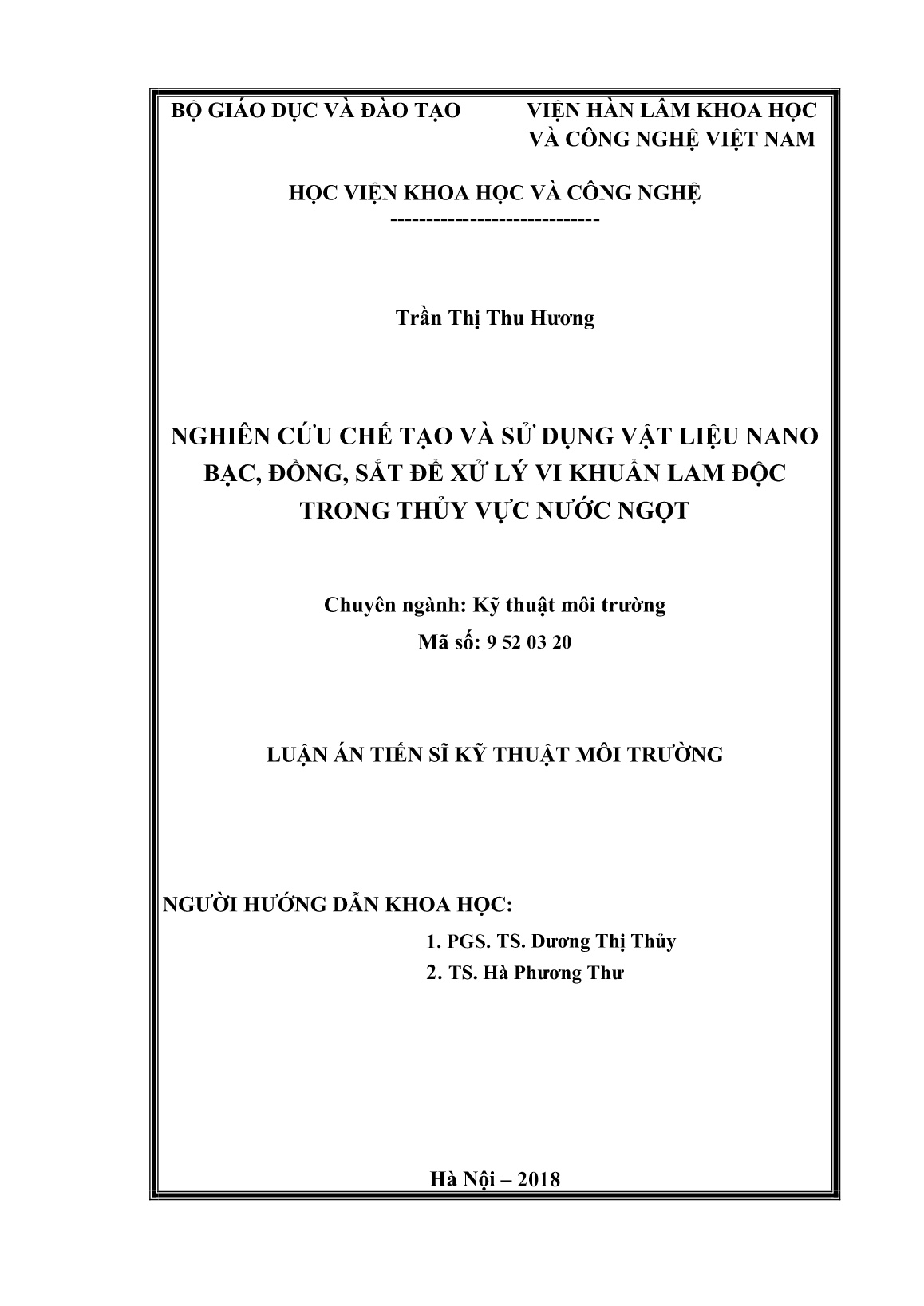 Luận án Nghiên cứu chế tạo và sử dụng vật liệu nano bạc, đồng, sắt để xử lý vi khuẩn lam độc trong thủy vực nước ngọt trang 2 Luận án Nghiên cứu chế tạo và sử dụng vật liệu nano bạc, đồng, sắt để xử lý vi khuẩn lam độc trong thủy vực nước ngọt trang 2