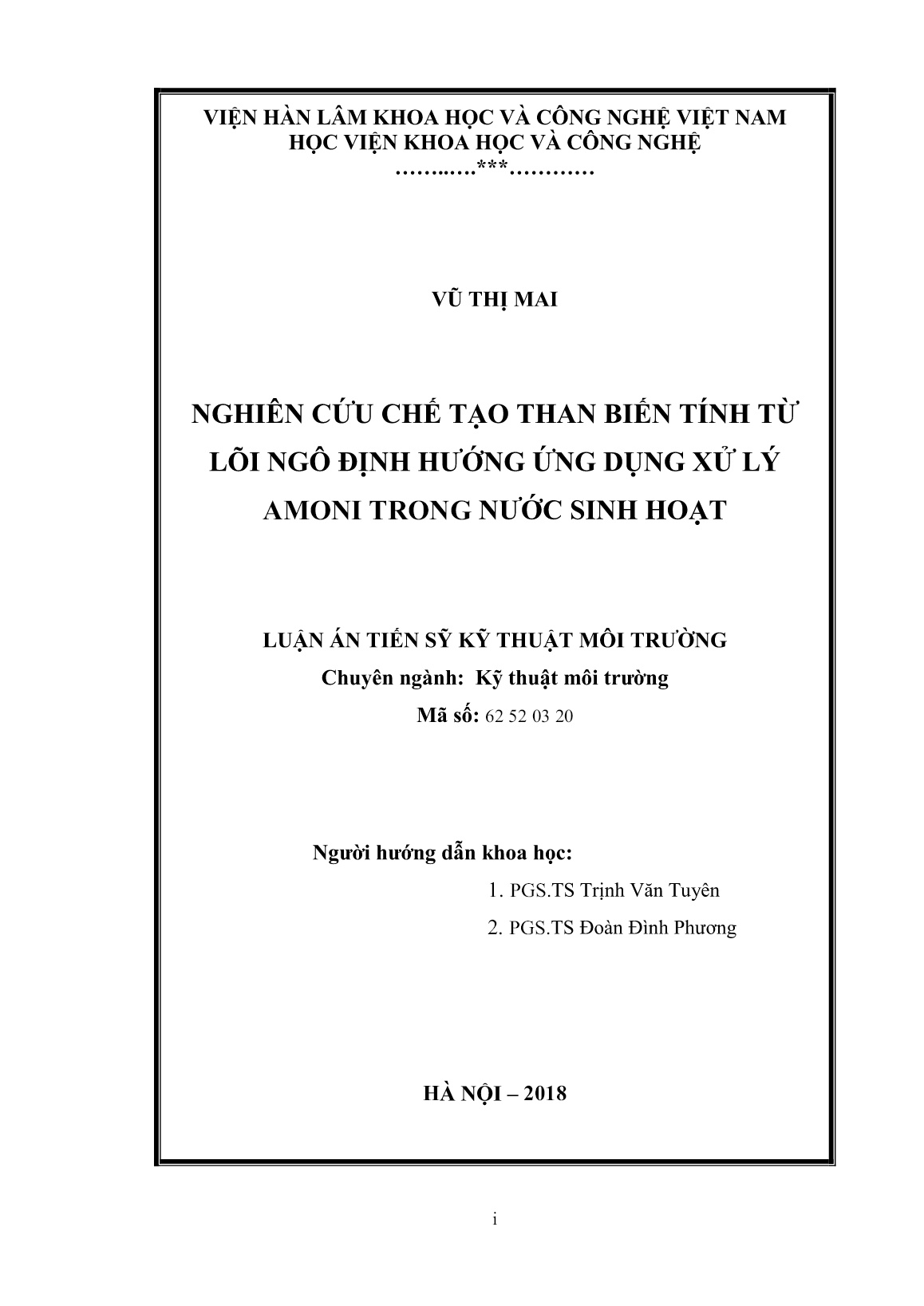 Luận án Nghiên cứu chế tạo than biến tính từ lõi ngô định hướng ứng dụng xử lý Amoni trong nước sinh hoạt trang 2 Luận án Nghiên cứu chế tạo than biến tính từ lõi ngô định hướng ứng dụng xử lý Amoni trong nước sinh hoạt trang 2