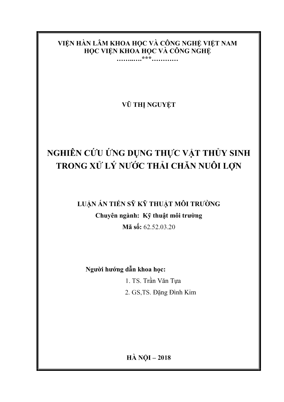 Luận án Nghiên cứu ứng dụng thực vật thủy sinh trong xử lý nước thải chăn nuôi lợn trang 2 Luận án Nghiên cứu ứng dụng thực vật thủy sinh trong xử lý nước thải chăn nuôi lợn trang 2