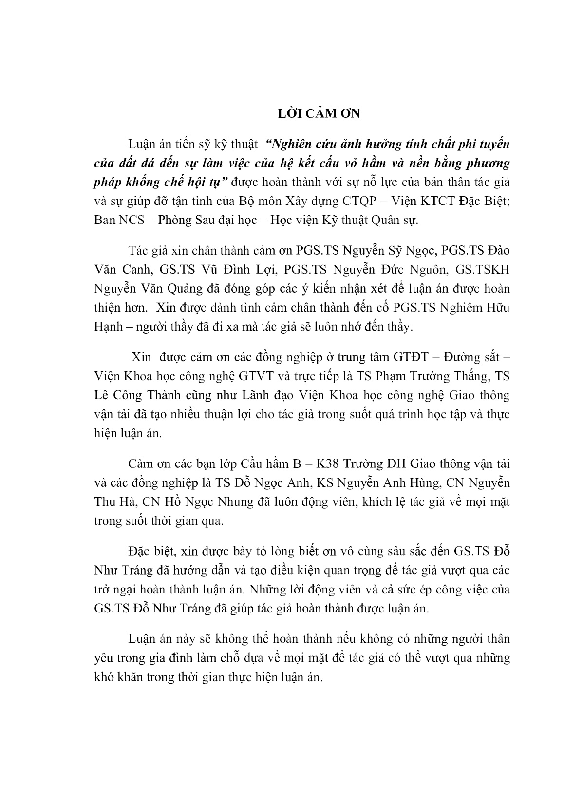 Luận án Nghiên cứu ảnh hưởng tính chất phi tuyến của đất đá đến sự làm việc của hệ kết cấu vỏ hầm và nền bằng phương pháp khống chế hội tụ trang 1