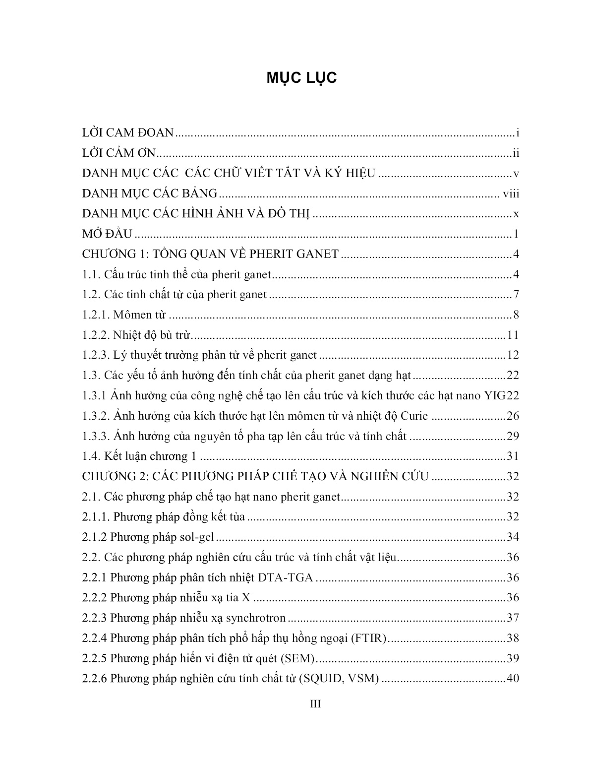 Luận án Nghiên cứu chế tạo và ảnh hưởng của các ion pha tạp lên cấu trúc và các tính chất từ của yttri sắt ganet trang 3