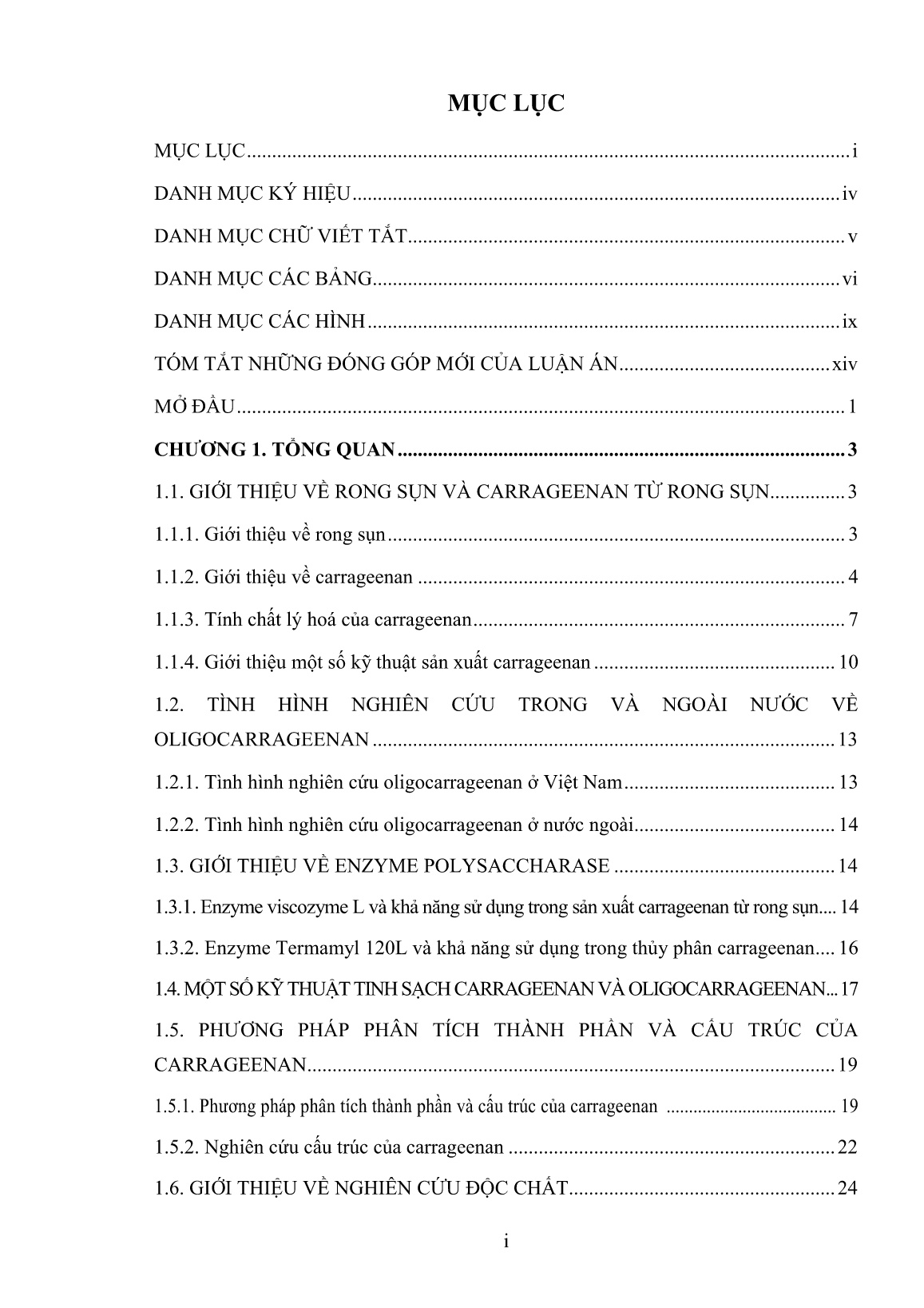 Luận án Nghiên cứu sản xuất oligocarrageenan từ rong sụn Kappaphycus alvarezii Doty (Doty) bằng phương pháp enzyme và ứng dụng trong chế biến và bảo quản surimi trang 1