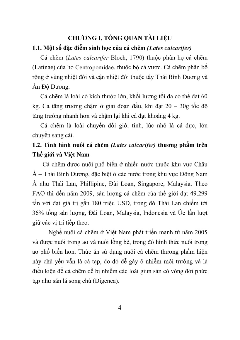 Tóm tắt Luận án Nghiên cứu thành phần loài sán lá song chủ (digenea) ký sinh ở cá chẽm (lates calcarifer bloch, 1790) nuôi tại Khánh Hòa trang 8 Tóm tắt Luận án Nghiên cứu thành phần loài sán lá song chủ (digenea) ký sinh ở cá chẽm (lates calcarifer bloch, 1790) nuôi tại Khánh Hòa trang 8
