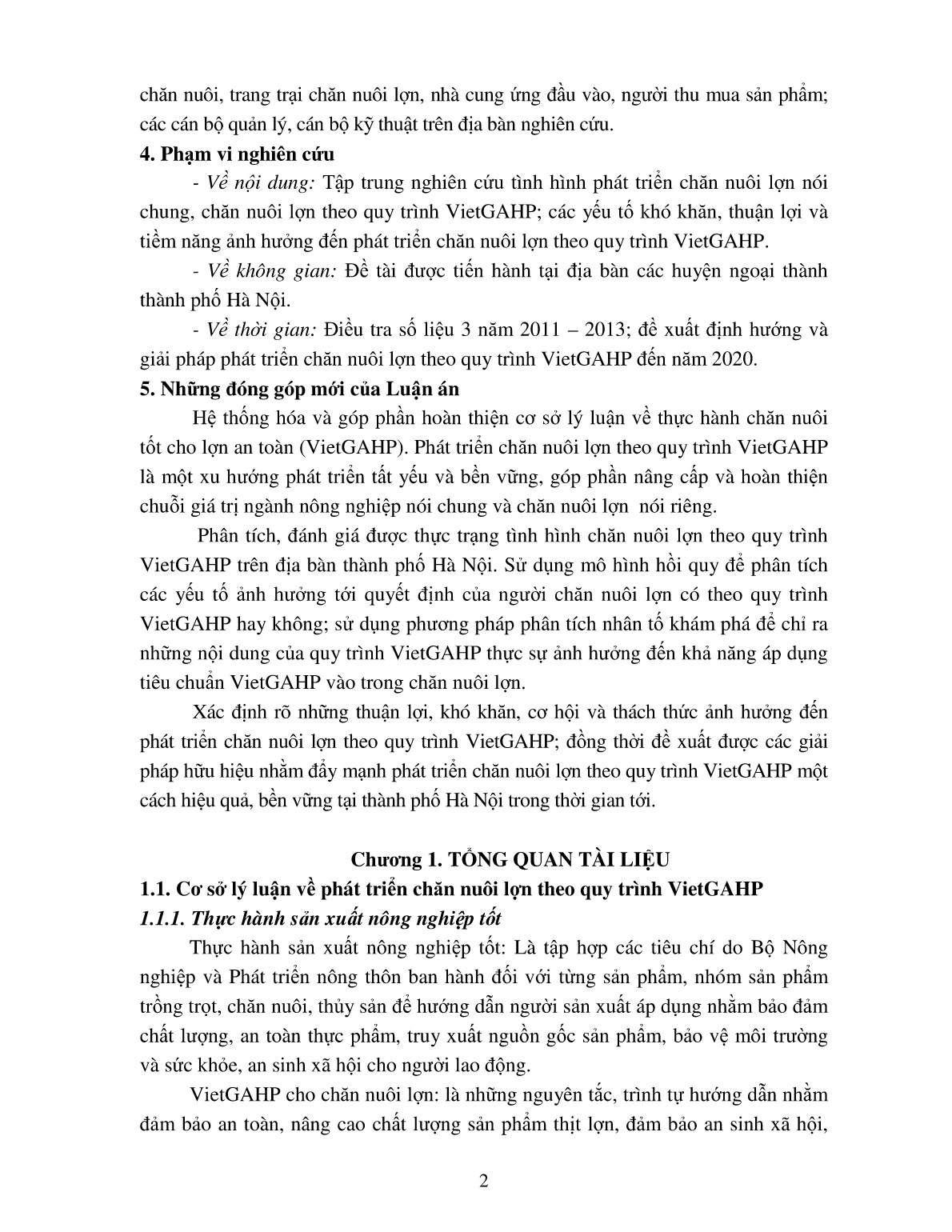 Tóm tắt Luận án Nghiên cứu phát triển chăn nuôi lợn theo quy trình VietGAHP tại Thành phố Hà Nội trang 4