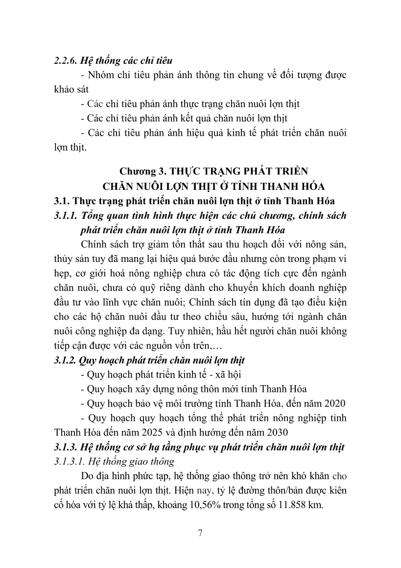 Tóm tắt Luận án Phát triển chăn nuôi lợn thịt ở tỉnh Thanh Hoá trang 9