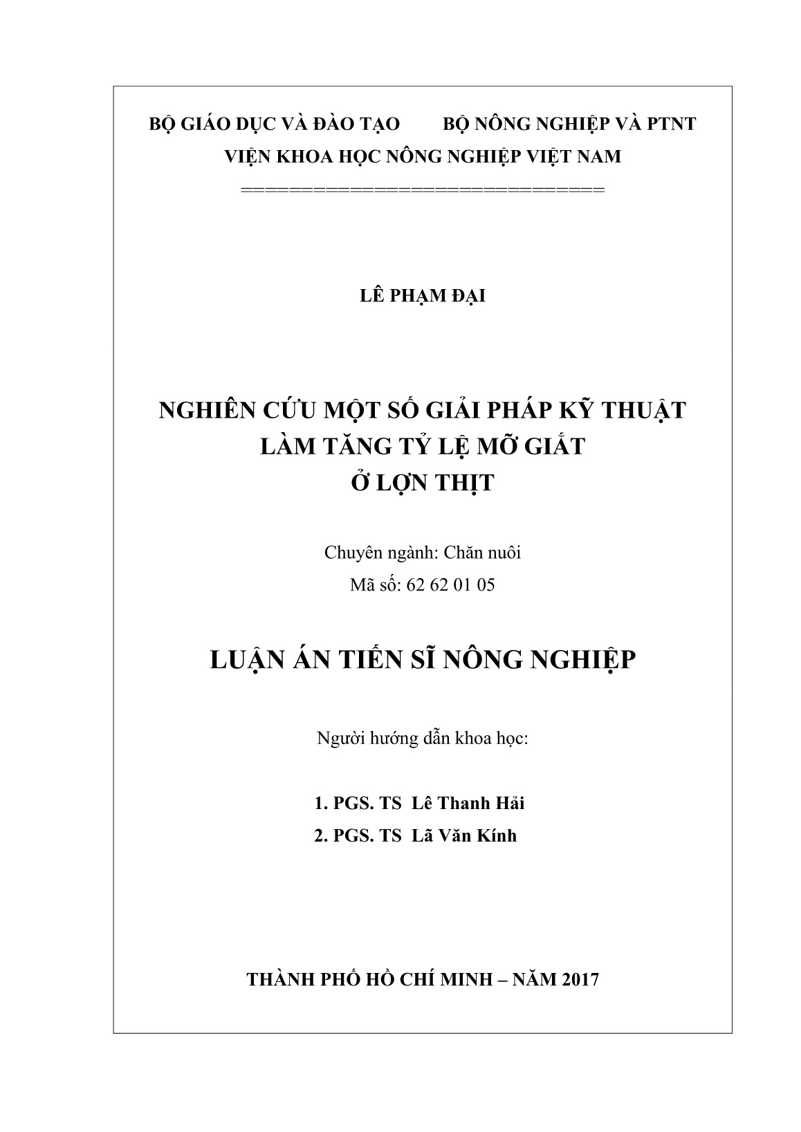 Luận án Nghiên cứu một số giải pháp kỹ thuật làm tăng tỷ lệ mỡ giắt ở lợn thịt trang 2