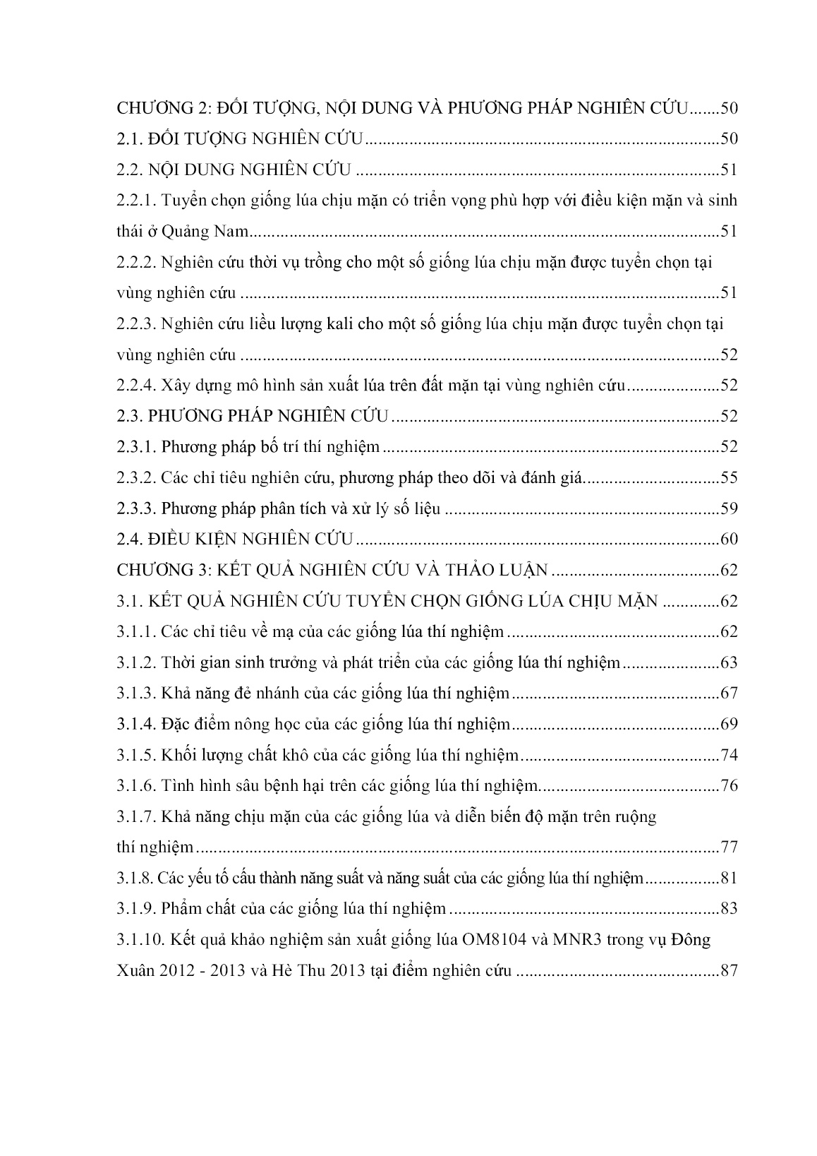 Luận án Tuyển chọn giống lúa chịu mặn và nghiên cứu một số biện pháp kỹ thuật để sản xuất lúa chịu mặn ở Quảng Nam trang 4