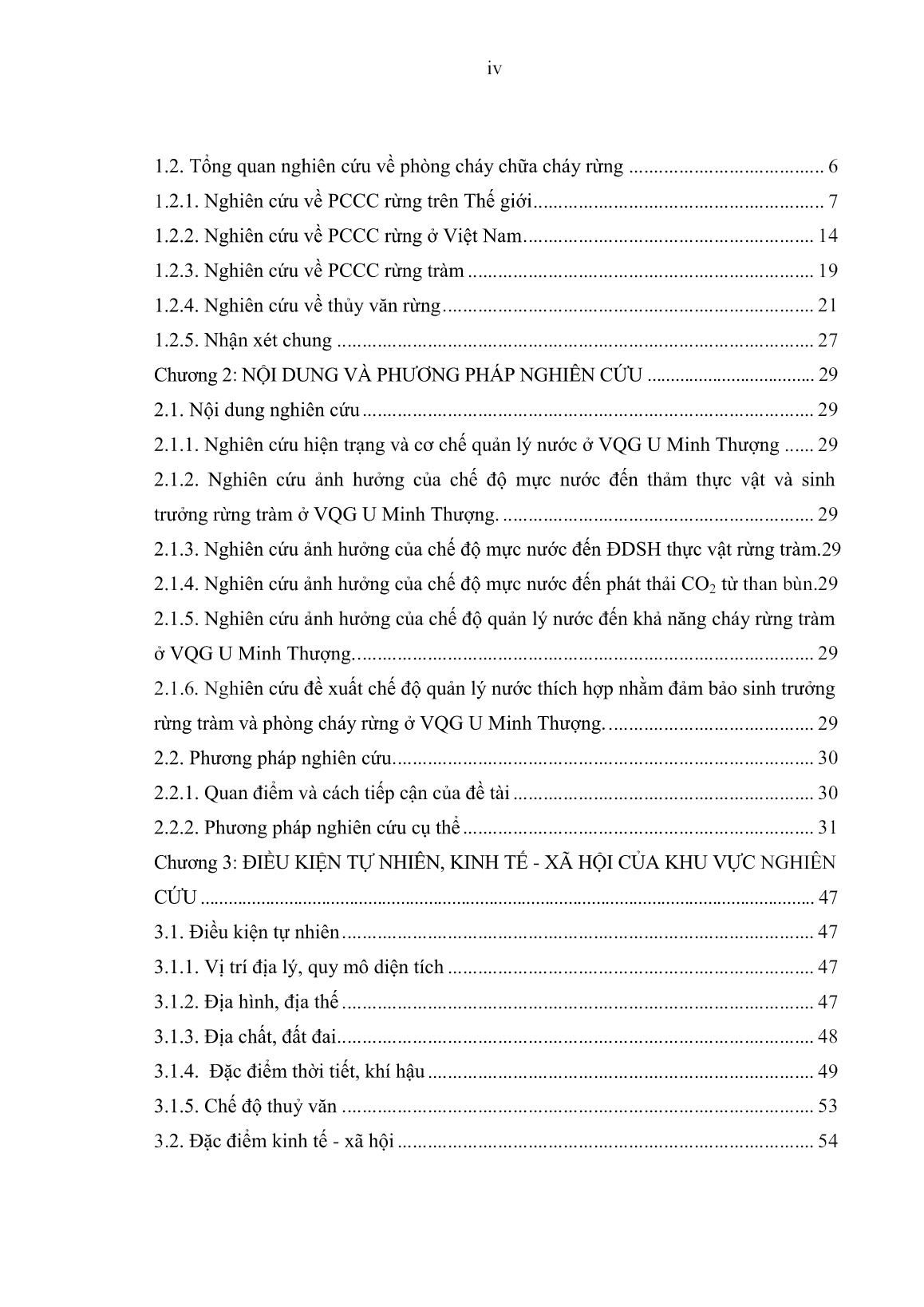 Luận án Nghiên cứu cơ sở khoa học của giải pháp quản lý thủy văn phục vụ phòng cháy chữa cháy rừng ở vườn quốc gia U Minh Thượng tỉnh Kiên Giang trang 6
