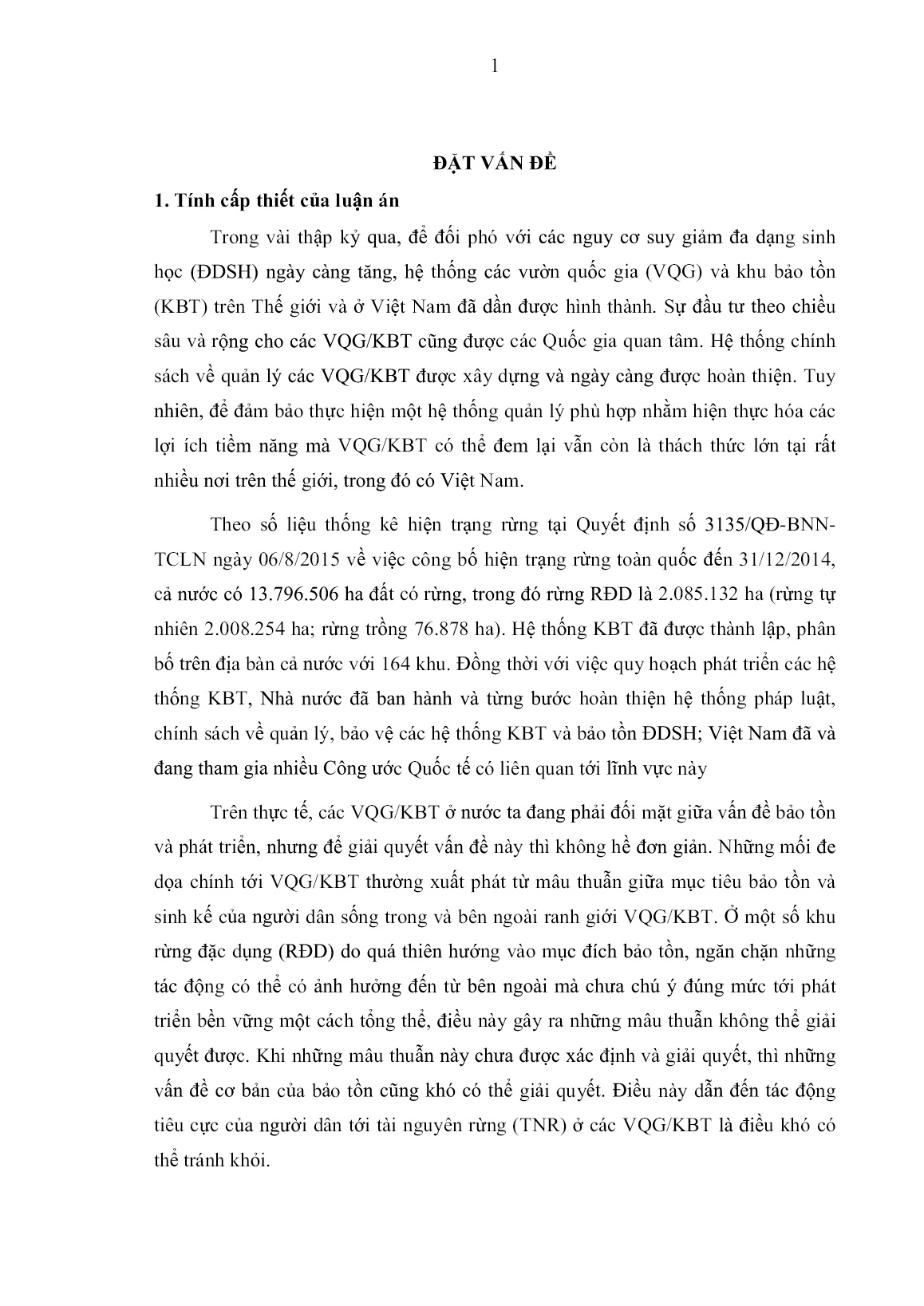 Luận án Nghiên cứu cơ sở lý luận và thực tiễn về bảo tồn và phát triển cho quản lý các khu rừng đặc dụng vùng Tây Bắc Việt Nam trang 9