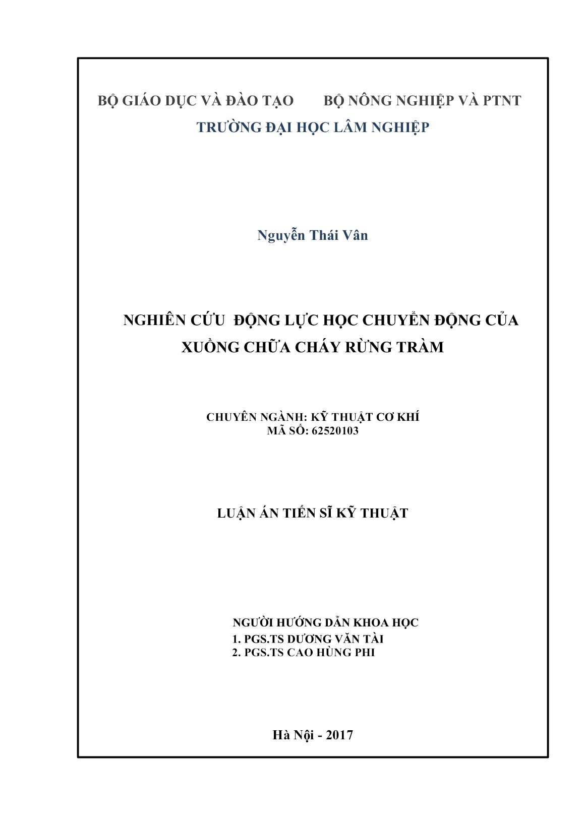 Luận án Nghiên cứu động lực học chuyển động của xuồng chữa cháy rừng tràm trang 2