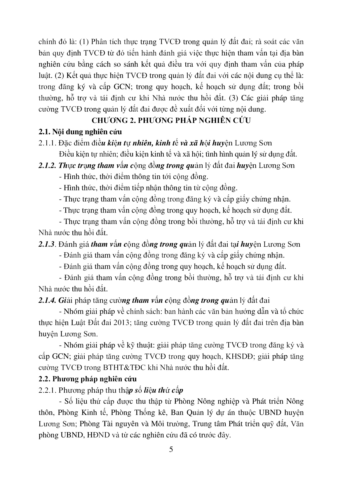 Tóm tắt Luận án Nghiên cứu thực trạng và giải pháp tăng cường tham vấn cộng đồng trong quản lý đất đai trên địa bàn huyện Lương Sơn, tỉnh Hoà Bình trang 7