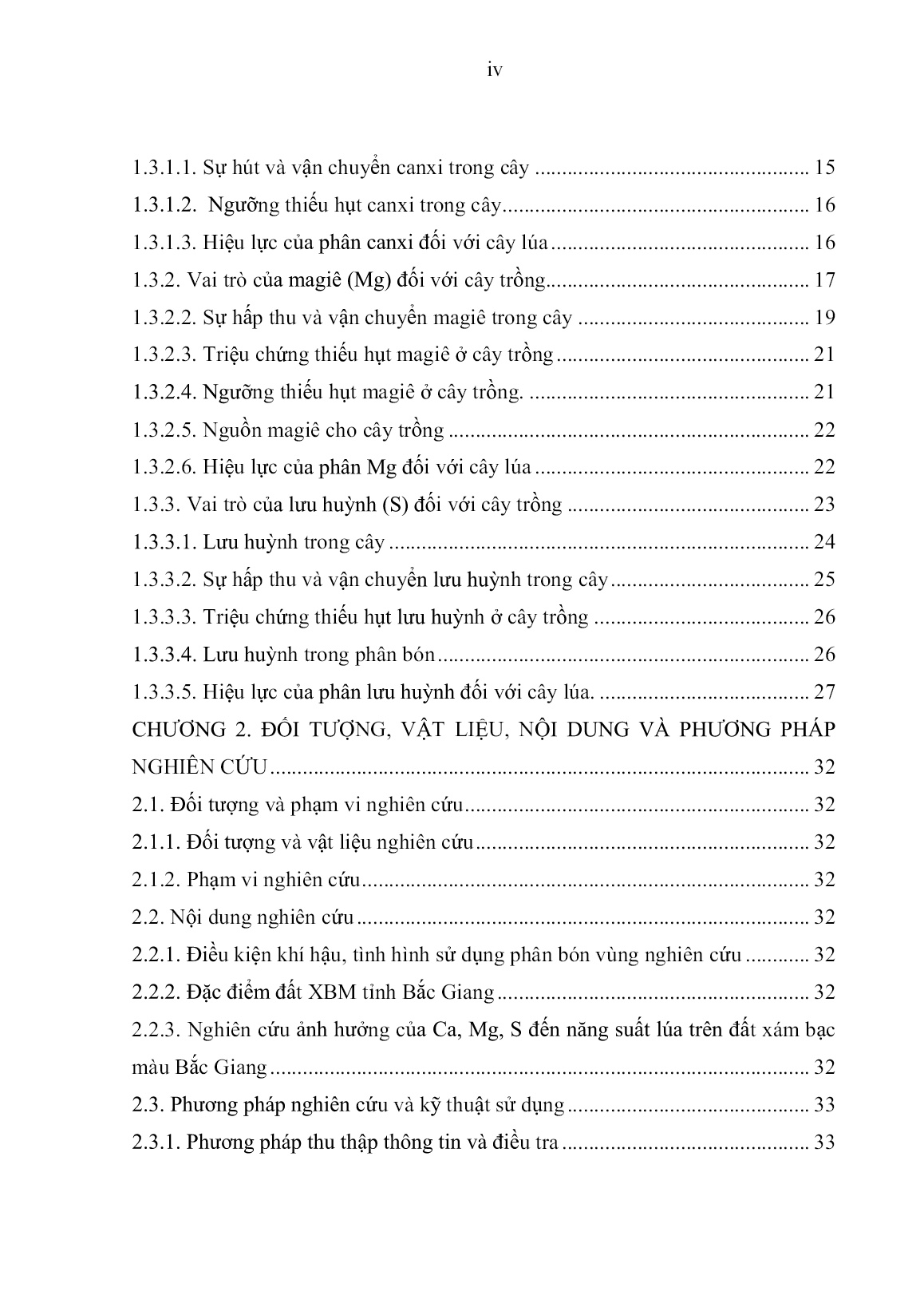 Luận án Nghiên cứu yếu tố dinh dưỡng trung lượng (Ca, Mg, S) cho lúa trên đất xám bạc màu tỉnh Bắc Giang trang 6