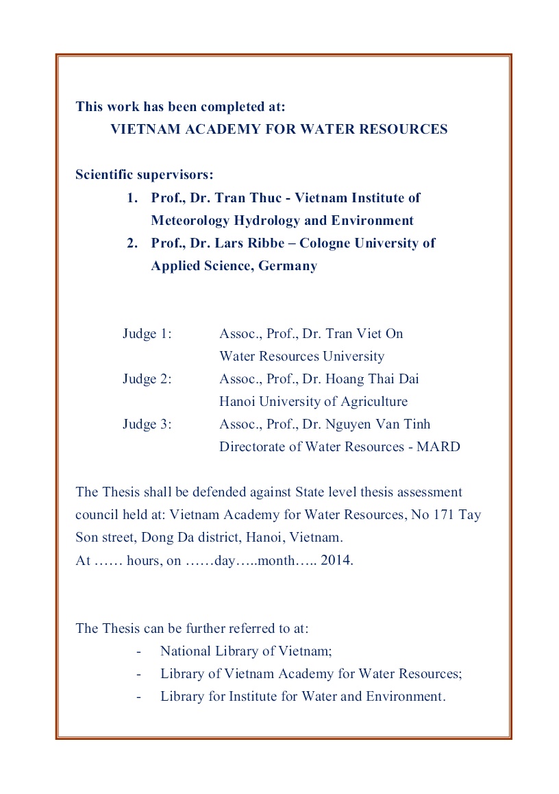 Tóm tắt Luận án Climate change vulnerability assessment on agriculture production. pilot application for some provinces in the red river delta trang 2