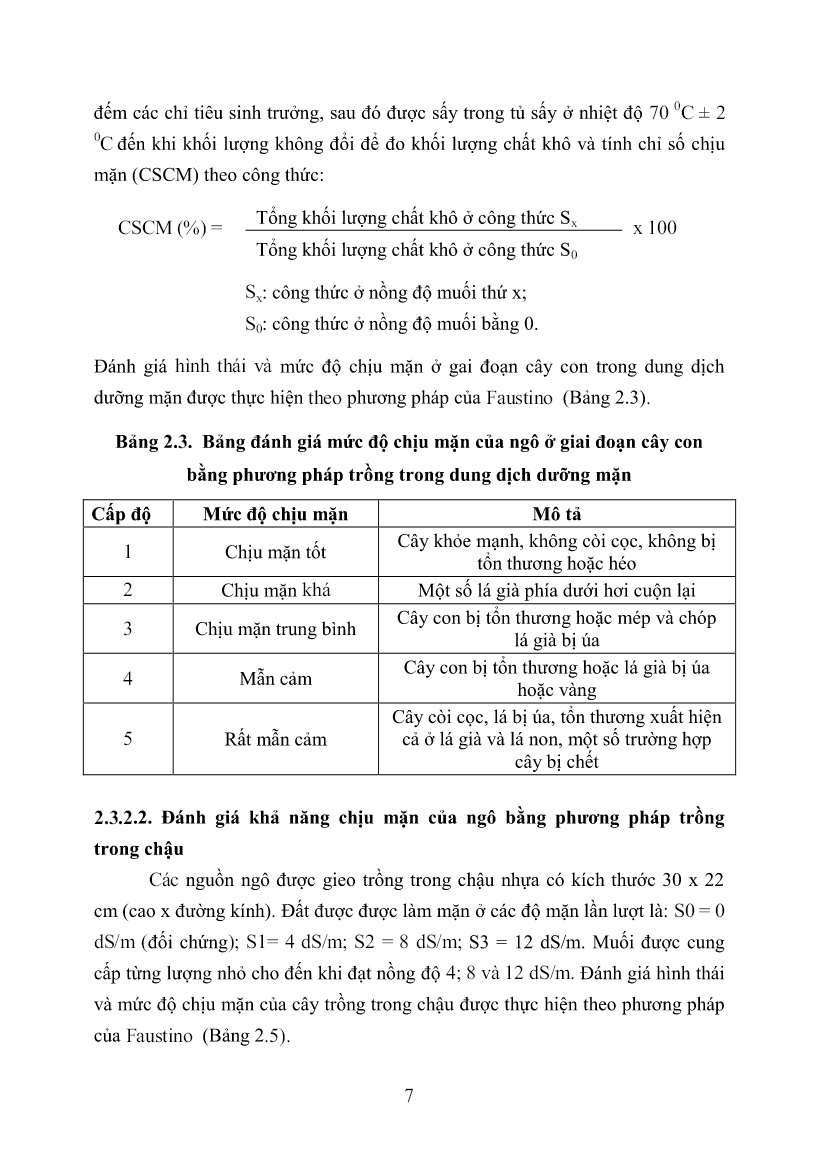 Tóm tắt Luận án Nghiên cứu xác định nguồn vật liệu chịu mặn phục vụ công tác chọn tạo giống ngô cho vùng duyên hải Nam Trung Bộ và đồng bằng sông Cửu Long trang 9