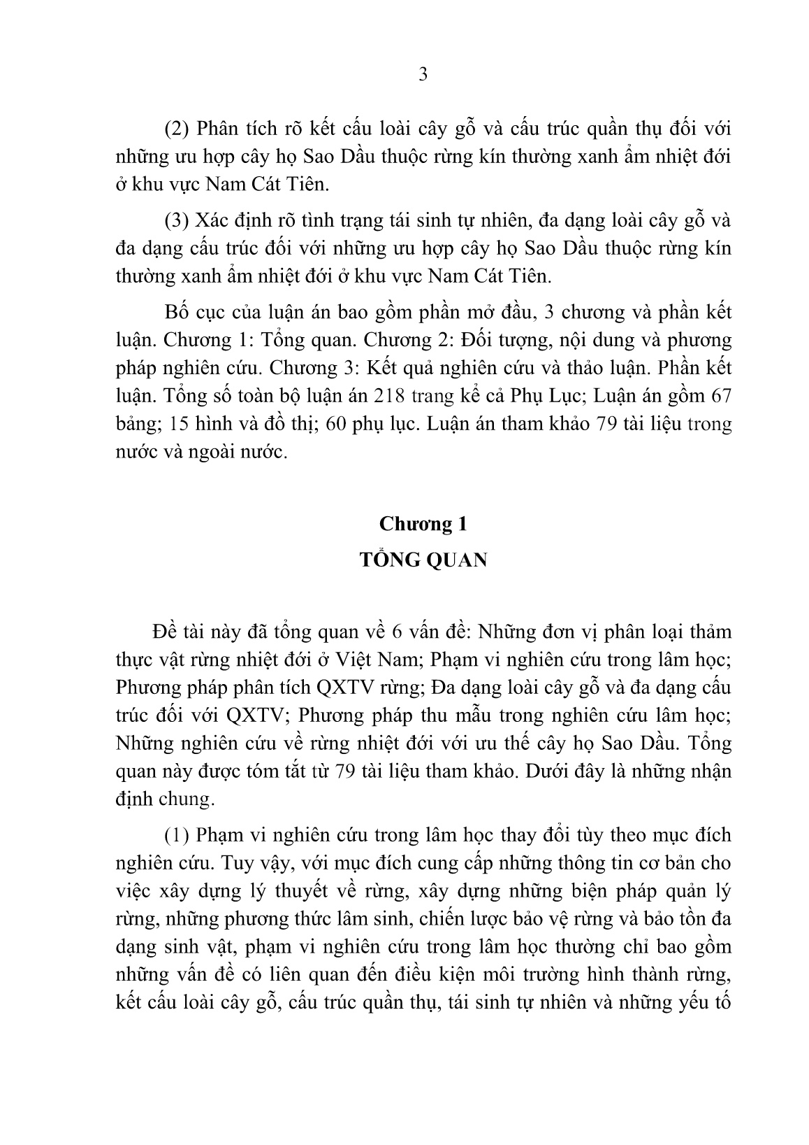 Tóm tắt Luận án Nghiên cứu những đặc tính lâm học cơ bản đối với những ưu hợp cây họ Sao Dầu thuộc rừng kín thường xanh ẩm nhiệt đới ở khu vực Nam Cát Tiên trang 3