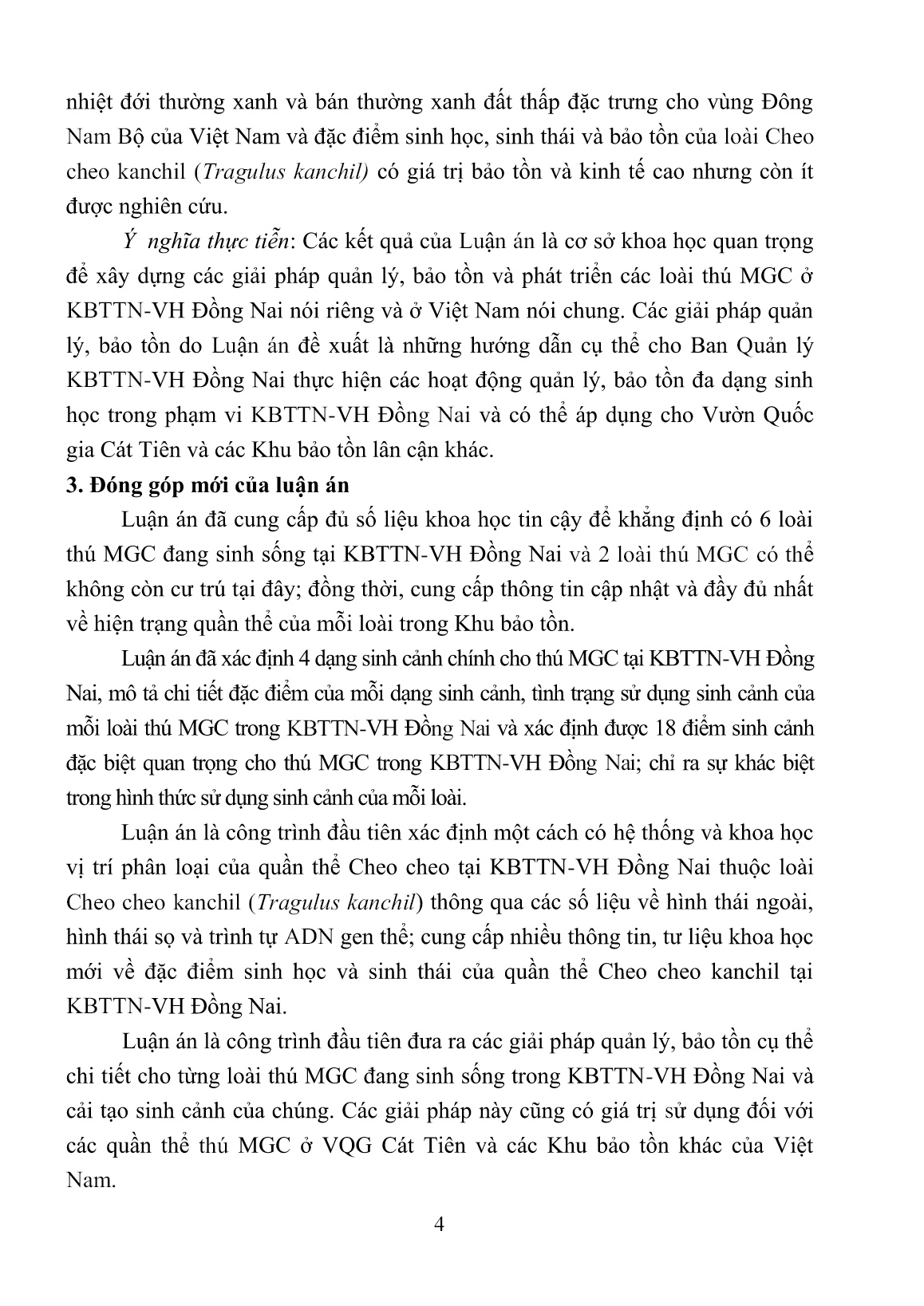 Tóm tắt Luận án Nghiên cứu bảo tồn quần xã thú móng guốc chẵn (Artiodactyla) ở khu bảo tồn thiên nhiên văn hóa Đồng Nai, tỉnh Đồng Nai trang 4 Tóm tắt Luận án Nghiên cứu bảo tồn quần xã thú móng guốc chẵn (Artiodactyla) ở khu bảo tồn thiên nhiên văn hóa Đồng Nai, tỉnh Đồng Nai trang 4