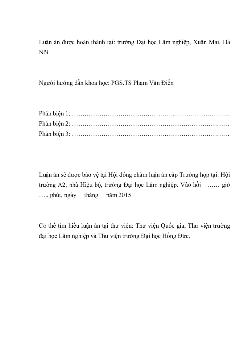 Tóm tắt Luận án Cơ sở khoa học của các giải pháp lâm sinh áp dụng cho rừng phòng hộ đầu nguồn hồ chứa nước cửa đặt huyện Thường Xuân - Tỉnh Thanh Hóa trang 2