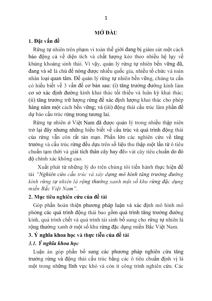 Tóm tắt Luận án Nghiên cứu cấu trúc và xây dựng mô hình tăng trưởng đường kính rừng tự nhiên lá rộng thường xanh miền Bắc Việt Nam trang 4 Tóm tắt Luận án Nghiên cứu cấu trúc và xây dựng mô hình tăng trưởng đường kính rừng tự nhiên lá rộng thường xanh miền Bắc Việt Nam trang 4